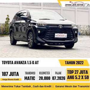 Jual bekas KM 28RB Toyota Avanza 1.5 G Automatic 2022 Hitam,lokasi di Tangerang Kota