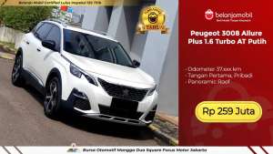 Jual bekas KM LOWPeugeot 3008 Allure Plus 1.6 Turbo AT Putih 20192020,lokasi di Jakarta Utara