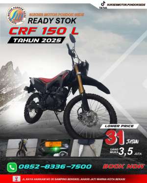 Jual bekas KM RENDAH 1300 PERAK HONDA CRF 150 L TAHUN 2025,lokasi di Bekasi Kota