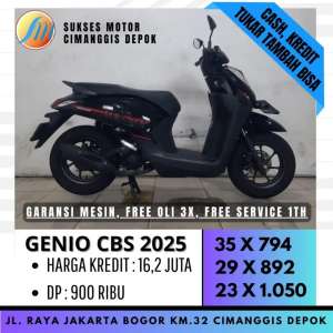 Jual bekas KREDIT GENIO CBS 2025 TERMURAH CASHBACK UPTO700 SUKSES MOTOR,lokasi di Depok Kota