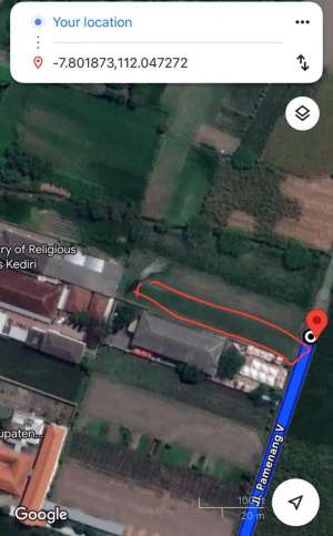 Lahan 1.400m SHM di Belakang Kantor PKBStrategis, Pusat Kota Kedir lokasi di Kediri  Kab., tersedia melalui melalui situs Olx