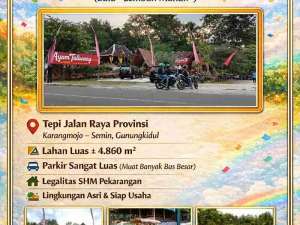 Lahan Usaha Strategis 4.860 m Tepi Jalan Provinsi Gunungkidul lokasi di Gunung Kidul Kab., tersedia melalui melalui situs Olx