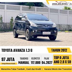 Jual bekas LOW KM Toyota Avanza 1.3 G Manual 2012 Hitam,lokasi di Jakarta Selatan
