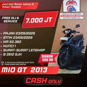 Jual bekas MIO GT 2013 CASH ONLY ALLO BANK GOPAYLATER INDODANA SPAYLATER ALISTA,lokasi di Depok Kota