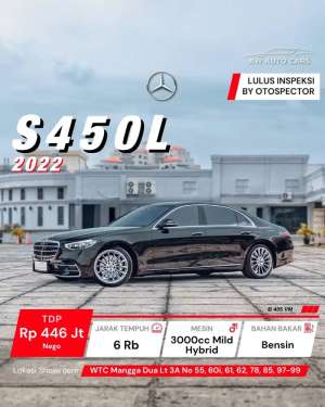 Jual bekas ODO 6 RB Mercedes Benz S450L 2022 Hitam S 450L S450 NIK 2021,lokasi di Jakarta Utara