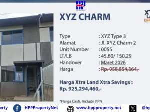 Park SerpongXTRA Land, XTRA SavingsXYZ CHARMType Y3 lokasi di Tangerang Kab., tersedia melalui melalui situs Olx