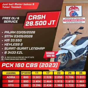 Jual bekas PCX 160 ABS 2023 PAJAK HIDUP DP 800 KREDIVO ALLOBANK SPAYLATER ALISTA,lokasi di Jakarta Selatan