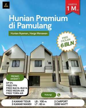 Rumah 2 Lt Siap Huni Tanah Lega Bata Merah Free 6 bln angsuran lokasi di Tangerang Selatan Kota, tersedia melalui melalui situs Olx