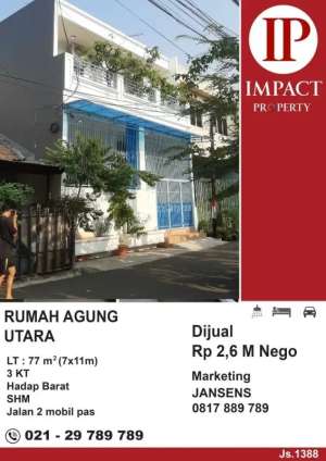 RUMAH AGUNG UTARA Js.1388 lokasi di Jakarta Utara, tersedia melalui melalui situs Olx