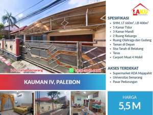 Rumah Besar Palebon PedurunganLT 660 m, SHM, Carport 4 Mobil, Home office, Guest house, atau Investasi lokasi di Semarang Kota, tersedia melalui melalui situs Olx