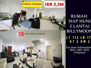 Rumah Billymoon 112mtr 2 lantai siap huni lokasi di Jakarta Timur, tersedia melalui melalui situs Olx