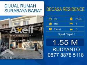 Rumah Decasa Residence Lakarsantri Dijual lokasi di Surabaya Kota, tersedia melalui melalui situs Olx