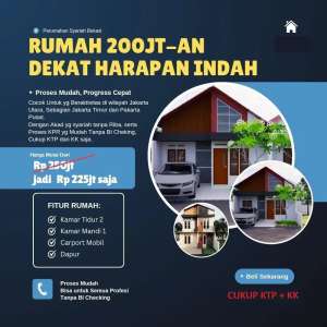 Rumah Dijual di Babelan, Bekasi 200 Jtaan Tanpa Bi Cheking Tanpa Riba lokasi di Bekasi Kab., tersedia melalui melalui situs Olx