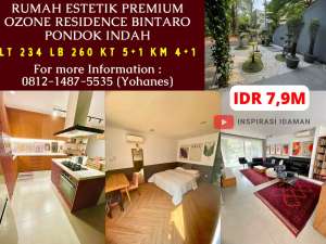 Rumah Estetik Premium Ozone Residence Bintaro Pondok Indah lokasi di Jakarta Selatan, tersedia melalui melalui situs Olx