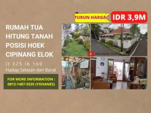 Rumah Hitung Tanah Posisi Hoek Lt 325 Cipinang Elok dekat Rawamangun lokasi di Jakarta Timur, tersedia melalui melalui situs Olx