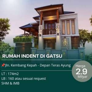 Rumah Indent lokasipremium gatsu timur lokasi di Denpasar Kota, tersedia melalui melalui situs Olx