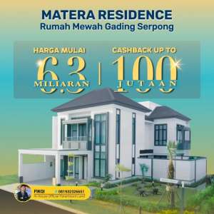Rumah Mewah View Danau Matera Residences lokasi di Tangerang Kota, tersedia melalui melalui situs Olx