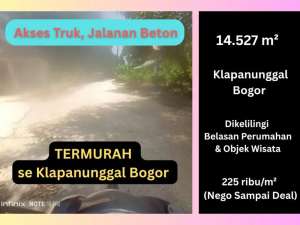 Saat Cibubur Mahal, dekatPerumahan dan industri, Klapanunggal jadi Solusinya, 225 ribu pe m2,Nego lokasi di Bekasi Kota, tersedia melalui melalui situs Olx