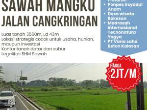 SAWAH STRATEGIS MANGKU JALAN CANGKRINGAN, SLEMAN lokasi di Sleman Kab., tersedia melalui melalui situs Olx