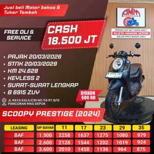 Jual bekas SCOOPY PRESTIGE 2024 PAJAK HIDUP REMOT 2 CASH KREDIVO INDODANA ALISTA,lokasi di Depok Kota