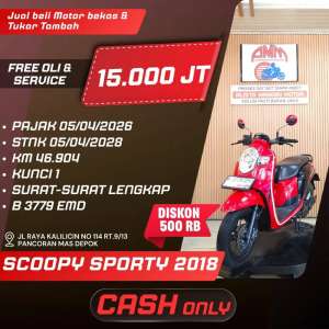 Jual bekas SCOOPY SPORTY 2018 PAJAK HIDUP KREDIVO INDODANA SHOPEEPAYLATER ALISTA,lokasi di Depok Kota