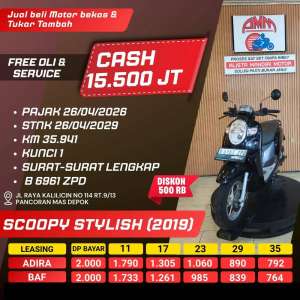 Jual bekas SCOOPY STYLISH 2019 PAJAK HIDUP CC0 KREDIVO TOKPED SPAYLATER INDODANA,lokasi di Depok Kota