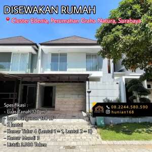 SEWA Rumah Cluster Edenia Graha Natura Intiland Lontar Surabaya Barat lokasi di Surabaya Kota, tersedia melalui melalui situs Olx