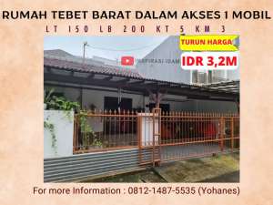 Strategis Rumah Komplek Tebet One Gate Security Garasi 2 Mobil lokasi di Jakarta Selatan, tersedia melalui melalui situs Olx