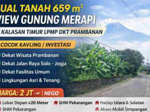 Tanah 659 m View Gunung MerapiKalasan Timur LPMP Dekat Prambanan, Cocok KavlingInvestasi lokasi di Sleman Kab., tersedia melalui melalui situs Olx