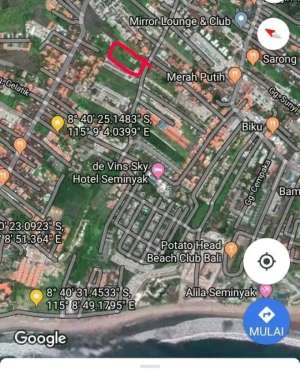 Tanah di jalan utama cendrawasih Seminyak, 600 meter ke pantai lokasi di Kab. Badung, tersedia melalui melalui situs Olx