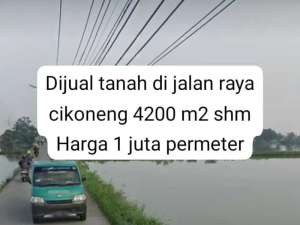 Tanah di pinggir jalan raya cikoneng belakang podomoro 1 juta permeter lokasi di Bandung Kab., tersedia melalui melalui situs Olx