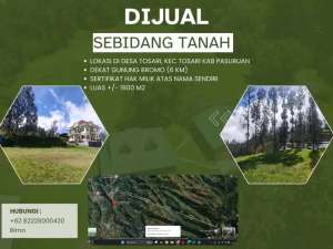 Tanah Dijual di Desa Tosari, Pasuruan Lokasi Strategis Dekat Gunung Bromo lokasi di Pasuruan Kab., tersedia melalui melalui situs Olx
