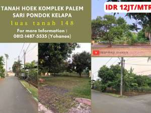 Tanah Hoek Komplek Palem Sari Pondok Kelapa bebas Banjir lokasi di Jakarta Timur, tersedia melalui melalui situs Olx