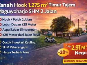 Tanah Hook 1.275 m Timur Tajem Maguwoharjo SHM 2 Jalan lokasi di Sleman Kab., tersedia melalui melalui situs Olx