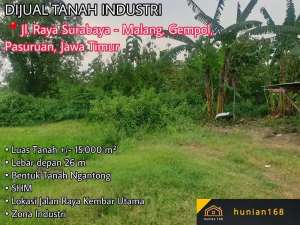 Tanah Industri Bekas Gudang Pabrik Raya Arteri Porong Pandaan Gempol lokasi di Sidoarjo  Kab., tersedia melalui melalui situs Olx