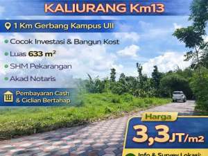 Tanah Jogja Area Kampus UII Kaliurang Cocok Investasi Kost lokasi di Sleman Kab., tersedia melalui melalui situs Olx