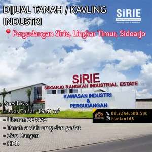 Tanah Kavling Gudang Industri Sirie Safe n Lock Lingkar Timur Sidoarjo lokasi di Sidoarjo  Kab., tersedia melalui melalui situs Olx