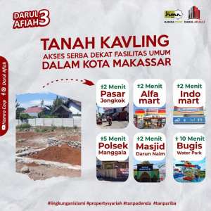 Tanah kavling syariah tampa adanya uang ribah di tengah kota Makassar lokasi di Makassar Kota, tersedia melalui melalui situs Olx