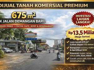 Tanah Komersial Premium 675m di Jalan Demangan BaruLokasi Emas Cocok Cafe, KostMinimarket lokasi di Yogyakarta Kota, tersedia melalui melalui situs Olx