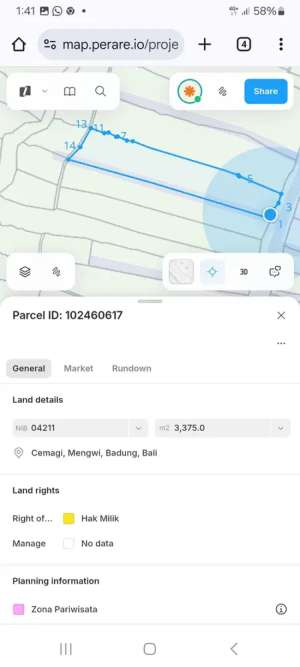 Tanah kontrak terbaik jalan pantai seseh Badung lokasi di Kab. Badung, tersedia melalui melalui situs Olx