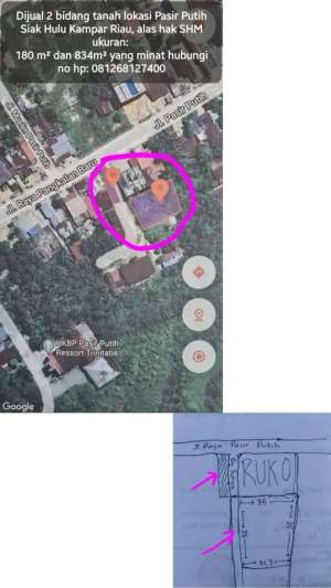 Tanah Luas 1.014 m Strategis di Siak Hulu, Kampar lokasi di Kampar Kab., tersedia melalui melalui situs Olx