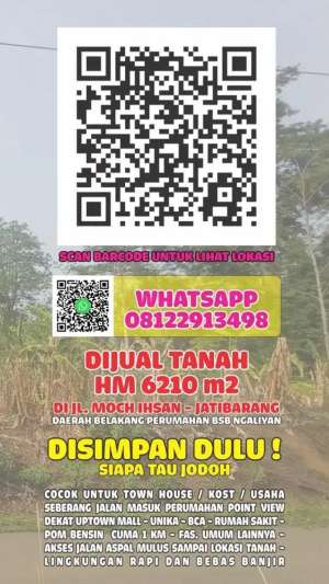 Tanah Luas 6.210 m JatibarangAkses Bagus, Siap Bangun lokasi di Semarang Kota, tersedia melalui melalui situs Olx