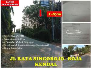Tanah Pinggir Jl. Raya SingorojoBoja Kendal Zona KuningPekarangan lokasi di Kendal Kab., tersedia melalui melalui situs Olx