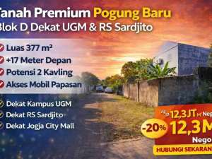 Tanah Premium 377 m Pogung Baru Blok D Dekat UGMRS Sardjito lokasi di Yogyakarta Kota, tersedia melalui melalui situs Olx