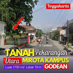 Tanah Strategis Jogja MirotaKampus Godean Lt 1750 m2 ld 19 m SHGB lokasi di Yogyakarta Kota, tersedia melalui melalui situs Olx