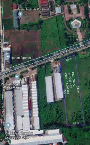 Tanah Tepi Jalan Ahmad Yani Deretan PT.META lokasi di Pontianak Kota, tersedia melalui melalui situs Olx