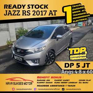 Jual bekas TDP 5 Jt Angs Termurah New Jazz RS 2017 Matic Silver Low Km Like New,lokasi di Jakarta Selatan