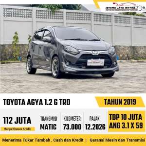 Jual bekas Toyota Agya 1.2 G TRD AT 2019,lokasi di Jakarta Barat