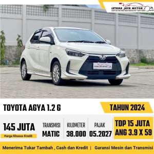 Jual bekas Toyota Agya G AT th 2024 istana jaya motor,lokasi di Jakarta Timur