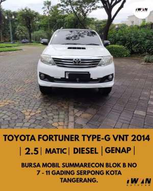 Jual bekas TOYOTA FORTUNER G VNT 2.5 DIESEL AT 2014,lokasi di Tangerang Kota